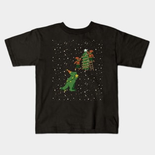 T- rex christmas tree star topper Kids T-Shirt